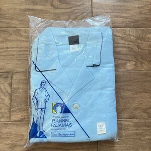 NOS New Old Stock Sears Perma Prest Flannel Pajamas Men’s Size L Light Blue
